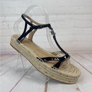 Lauren Ralph Lauren Payton Patent Leather Black Espadrille Size 8.5B Luxury